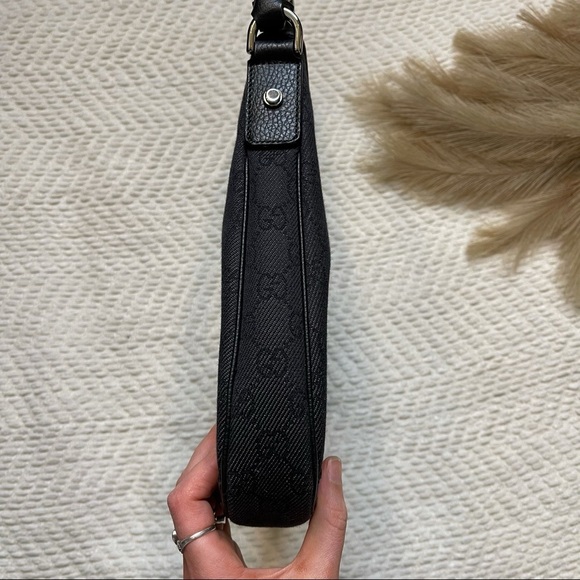 Gucci Black Denim Monogram Abby Shoulder Bag - Picture 13 of 16